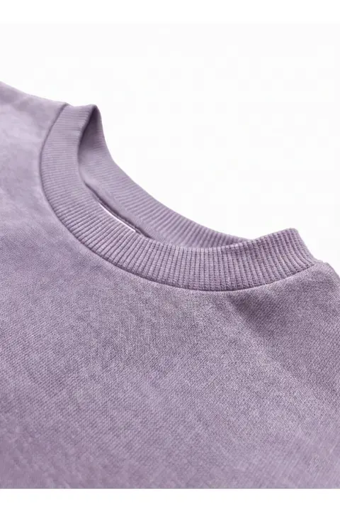 Uzun Kollu Pamuklu - Şardonlu Baskısız Kız Çocuk Sweatshirt
