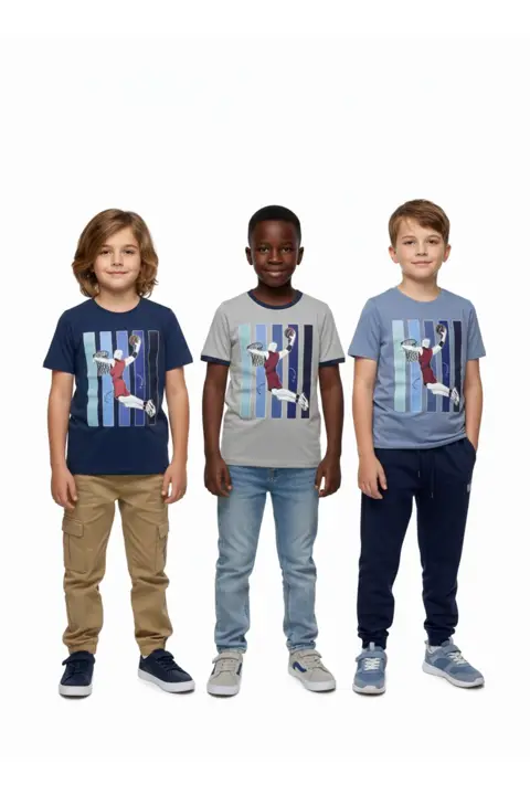 Kısa Kollu Penye Erkek Çocuk Tişört 3'lü Set